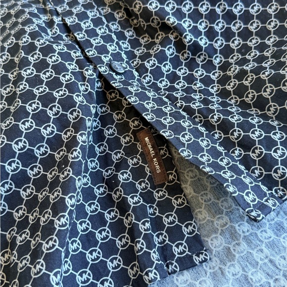Michael Kors Navy Geometric Button Down Shirt - Picture 8 of 12
